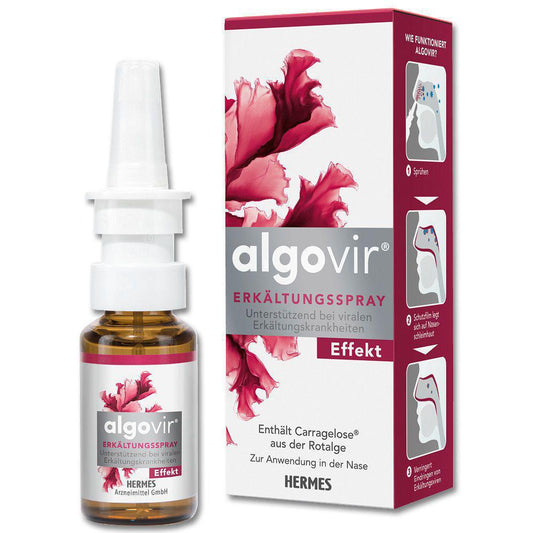 Algovir Effect 鼻噴劑，20 毫升包裝。一旦出現寒冷跡象就噴灑。透過 FedEx Express 在 VicNic.com 購買