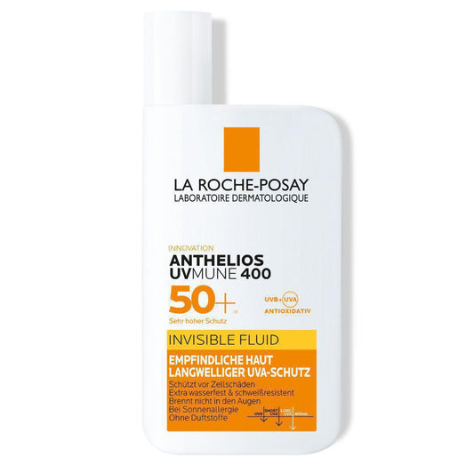 La Roche Posay Anthelios Invisible Fluid UVMune 400 SPF 50+ 是一款超輕臉部防曬霜，具有極高的 UVA 和 UVB 射線防護能力。它適合所有皮膚類型，包括敏感皮膚和容易對陽光過敏的皮膚。