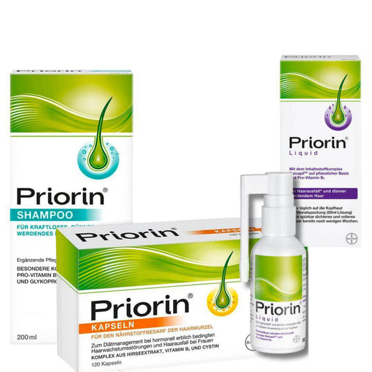 Priorin 套裝：Priorin 膠囊 120 粒 + 洗髮精 200ml + 液體 50ml