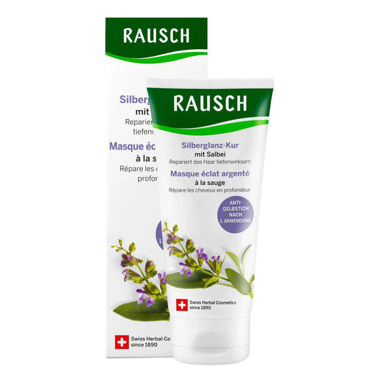 Rausch 鼠尾草銀色光澤護理，適用於金髮或灰髮。從第一次使用起就可以長期深層修復頭髮併中和黃色調。頭髮呈現出自然、冷色調。 VicNic.com