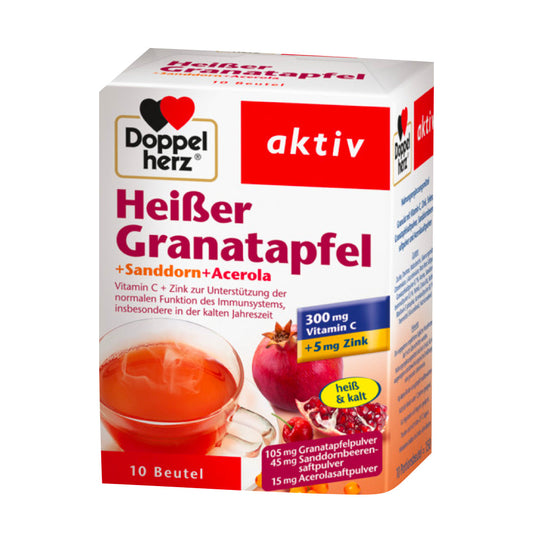 Doppelherz Drink with Vitamin C & Zinc - Pomegranate, Seabuckthorn & Acerola 10 sachets